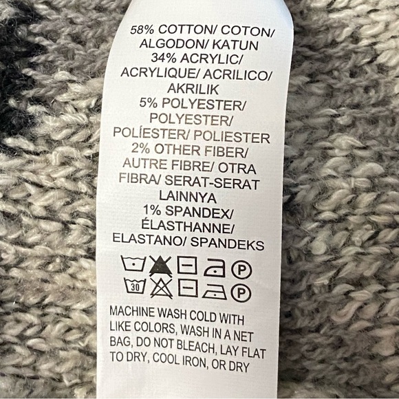 LUCKY BRAND / Intarsia Open Waterfall Cardigan Sweater Boho Aztec Size M - Picture 6 of 8